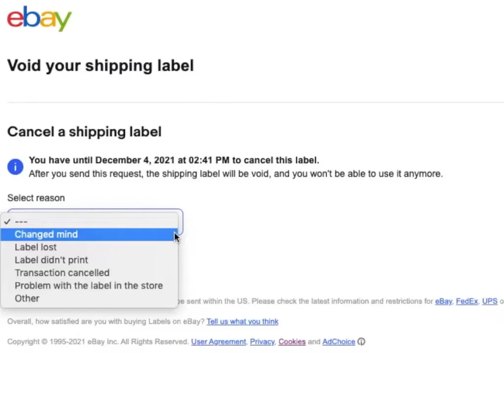 void shipping label