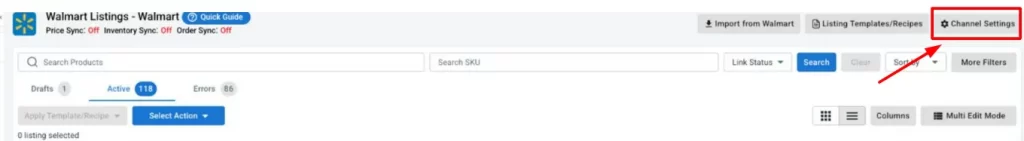 walmart channel settings walmart channel settings