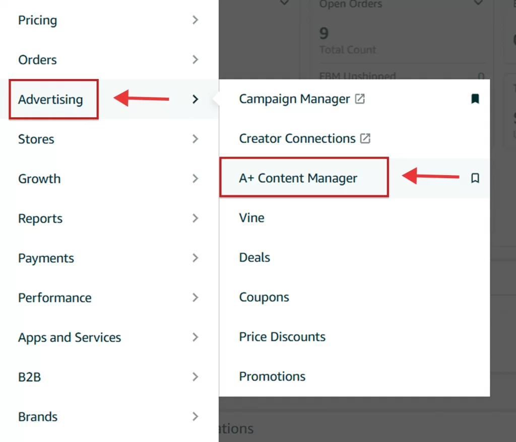 Amazon A Content4 Access the A+ content manager