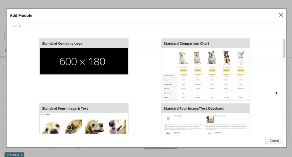 Amazon a content 9 Select and customize modules