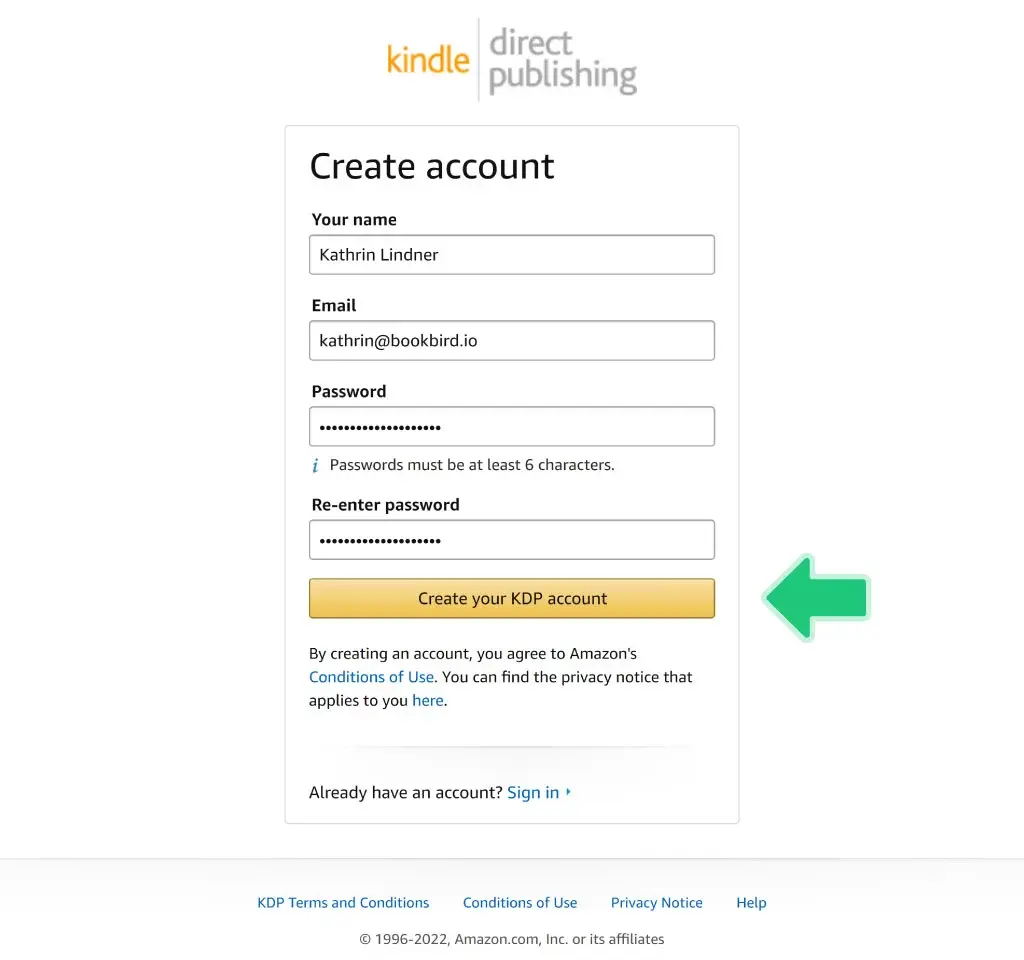 Create a KDP account