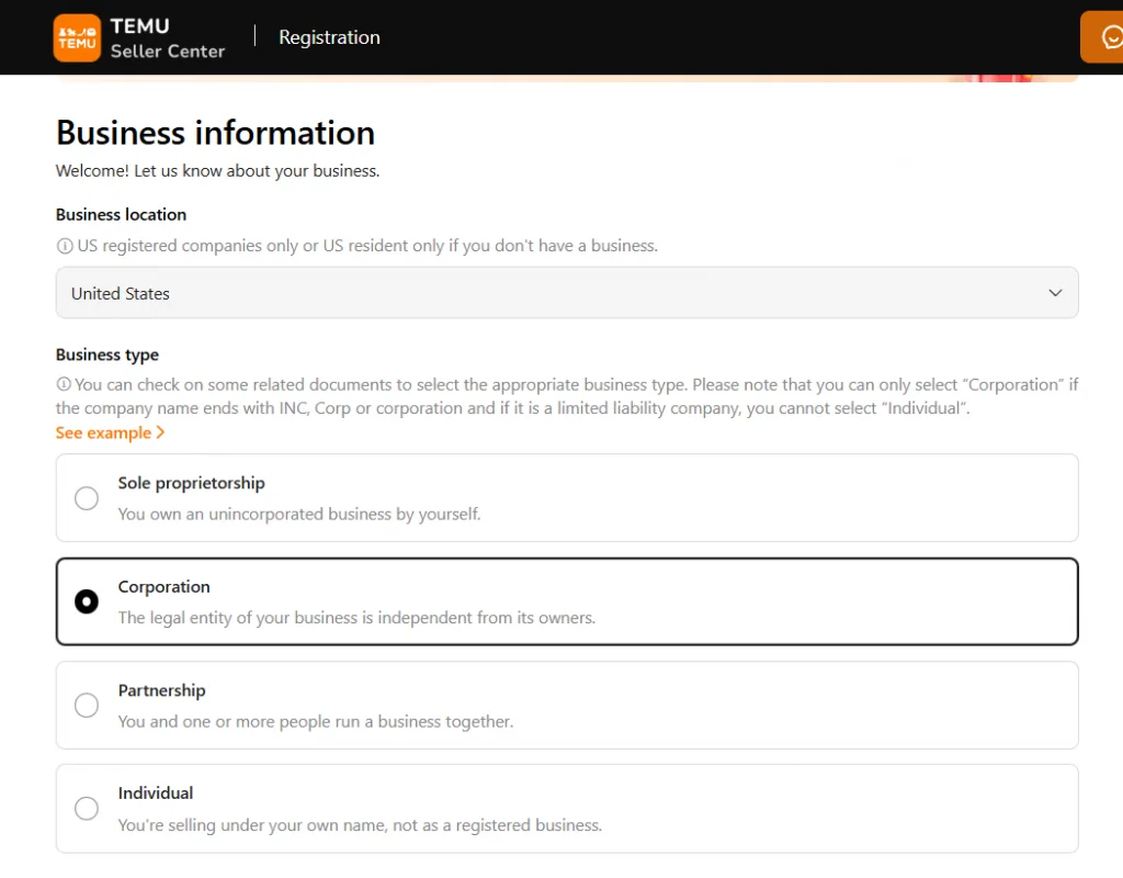 Enter your business information to sell on temu Enter your business information to sell on Temu