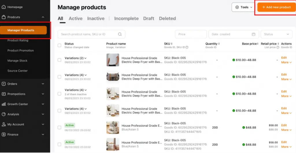 add products to temu