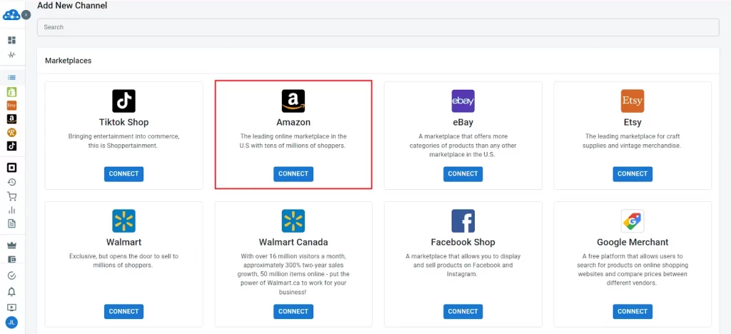 Connect Amazon as sale channel on Etsy Amazon integration process