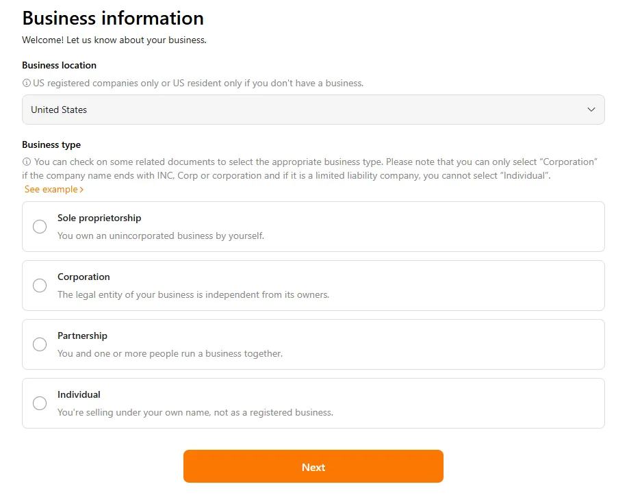 fill temu business information