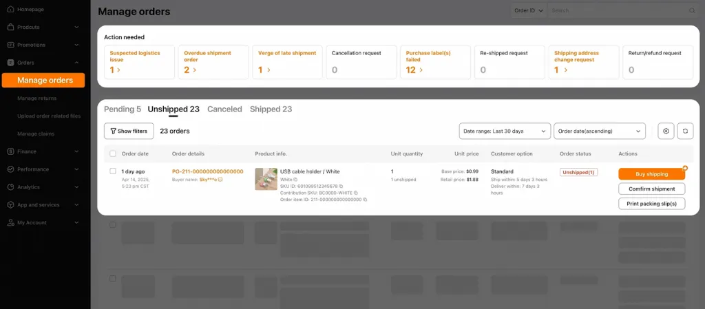 manage orders