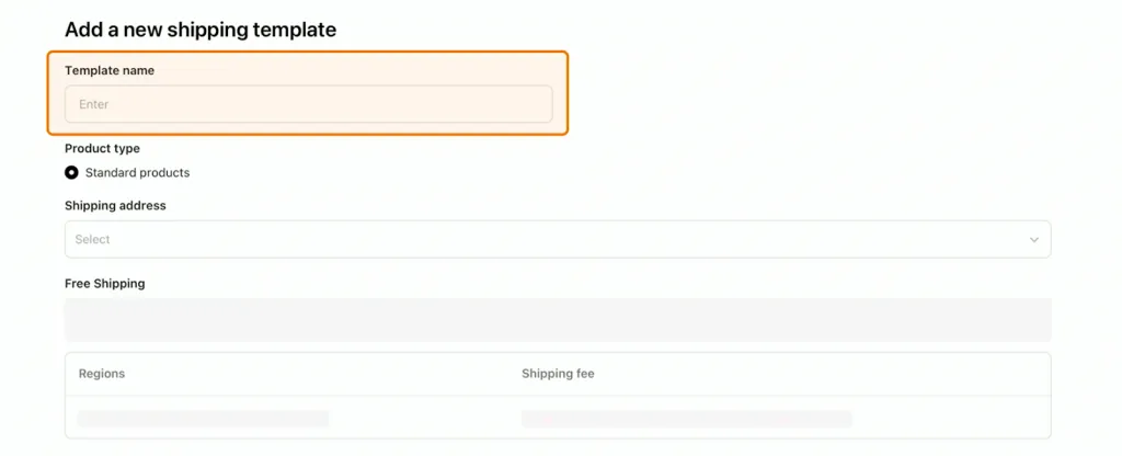 set up shipping template