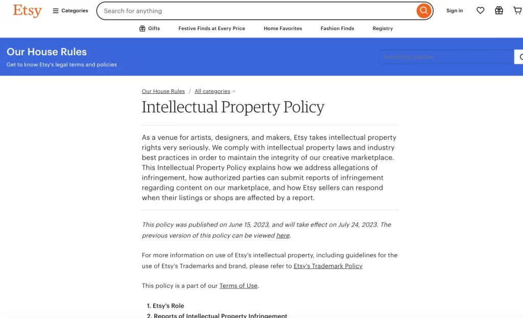 Etsy’s role in protecting intellectual property