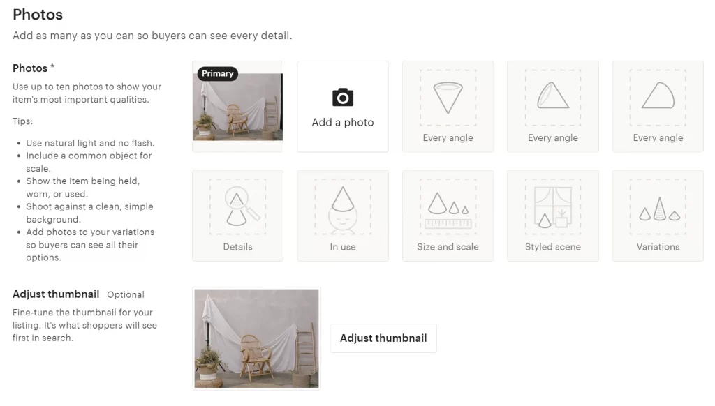 Listing images
