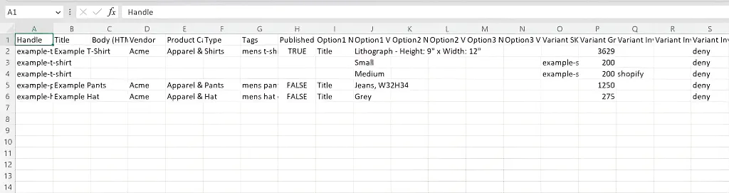 Download Shopify Sample CSV File