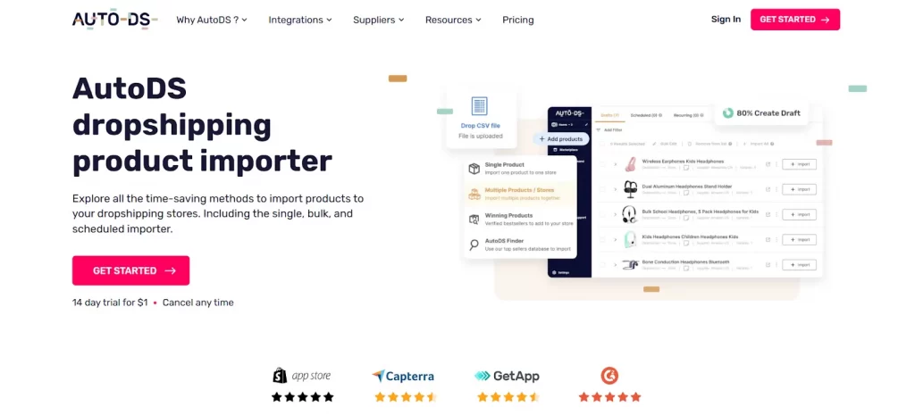 Auto DS import Shopify product tool for sellers