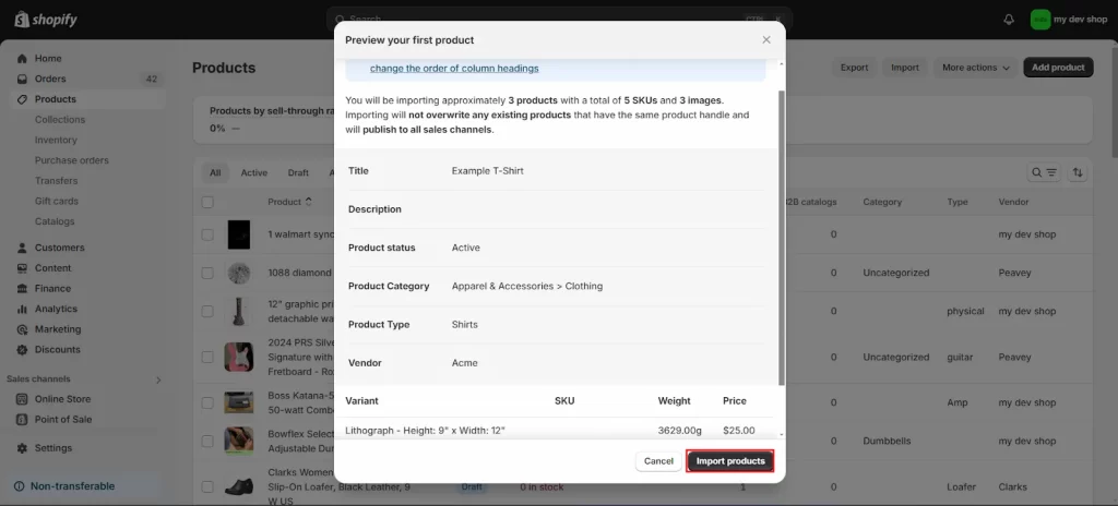 Start importing process