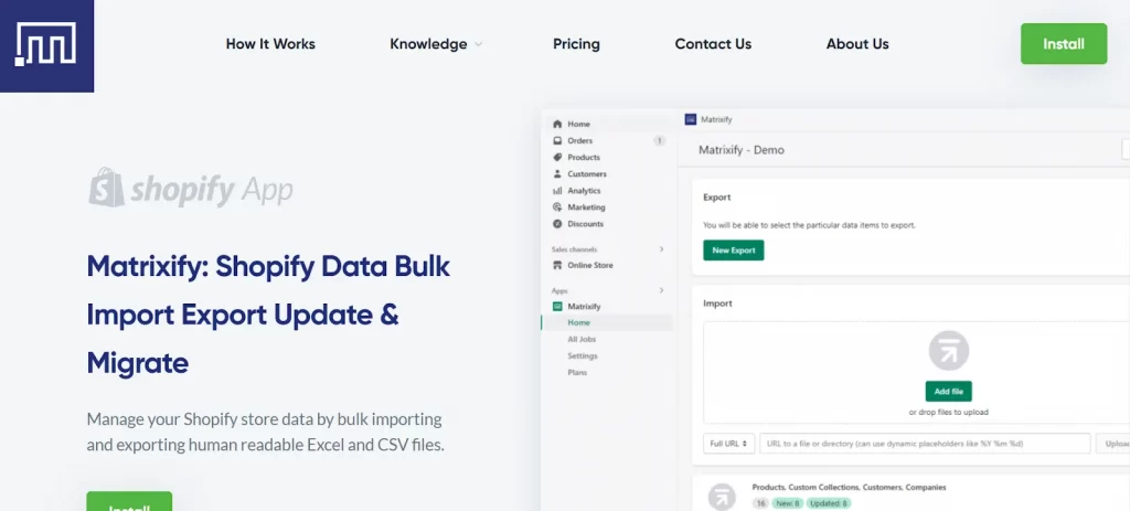 Matrixify import Shopify product tool for sellers