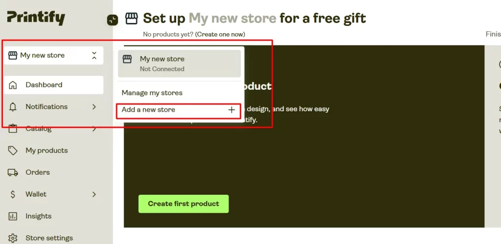 add a new store in printify