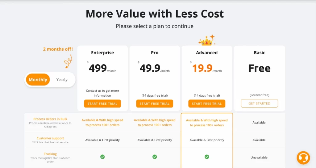 pricing plan of dsers