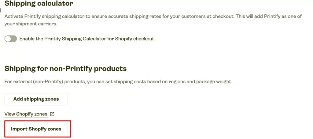 import shopify zones