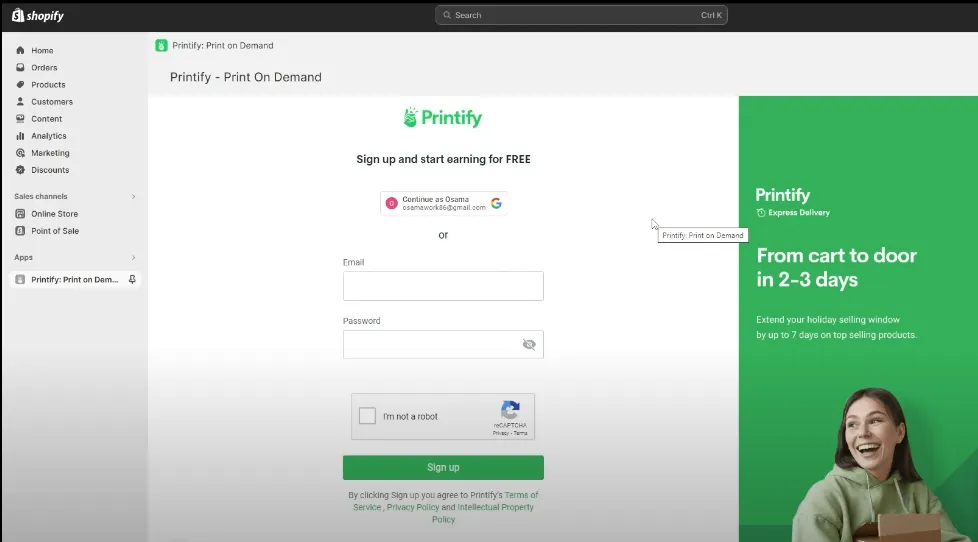 link printify to shopify