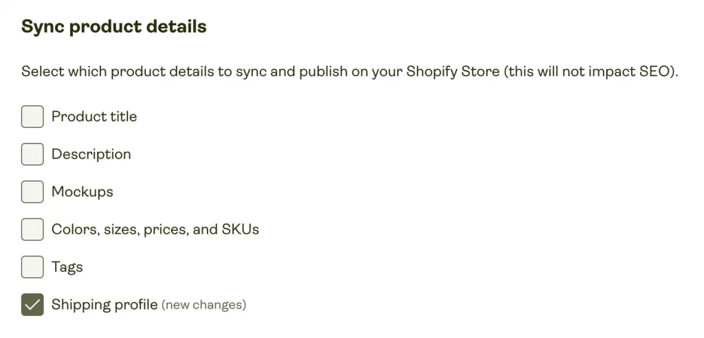 publish shipping profile