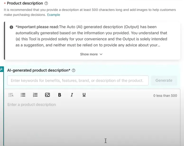 product description - How to Add Product to TikTok Shop
