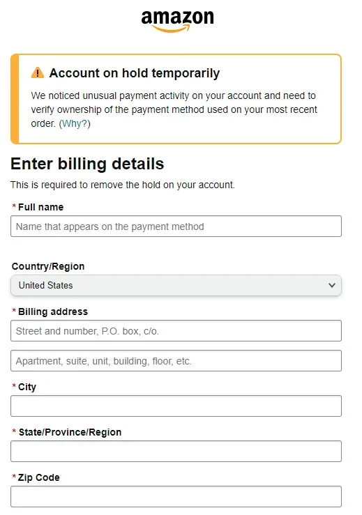 Amazon account on hold1 Amazon account on hold due to unusual payment ativity