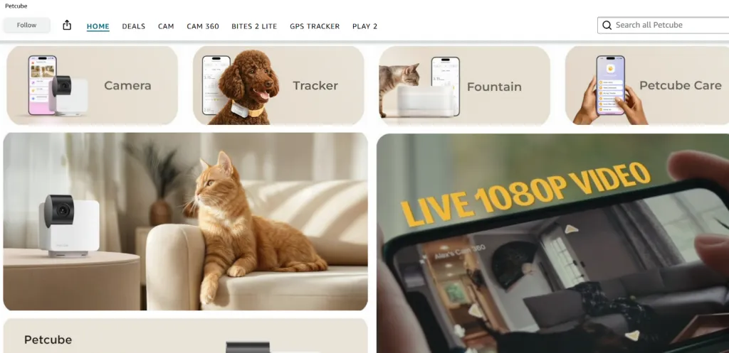 Petcube amazon storefront amazon store front example