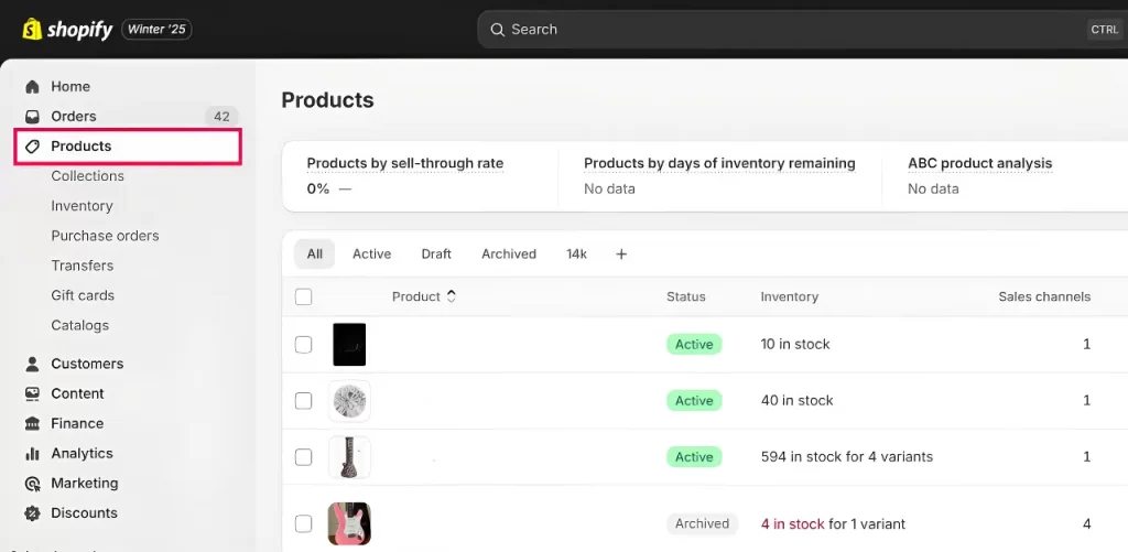 From your Shopify admin, navigate to Products