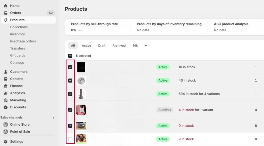 Check the box next to the specific products you want to edit 