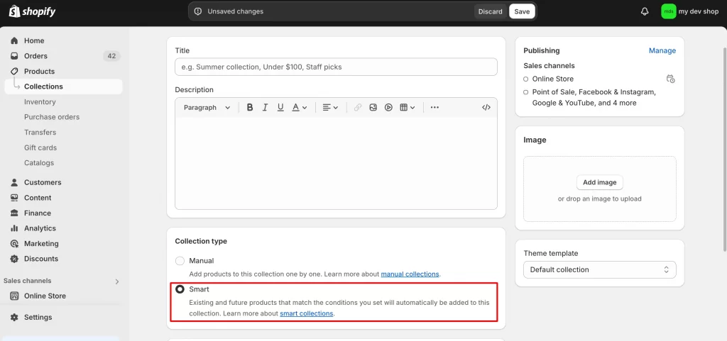 Shopify smart collection