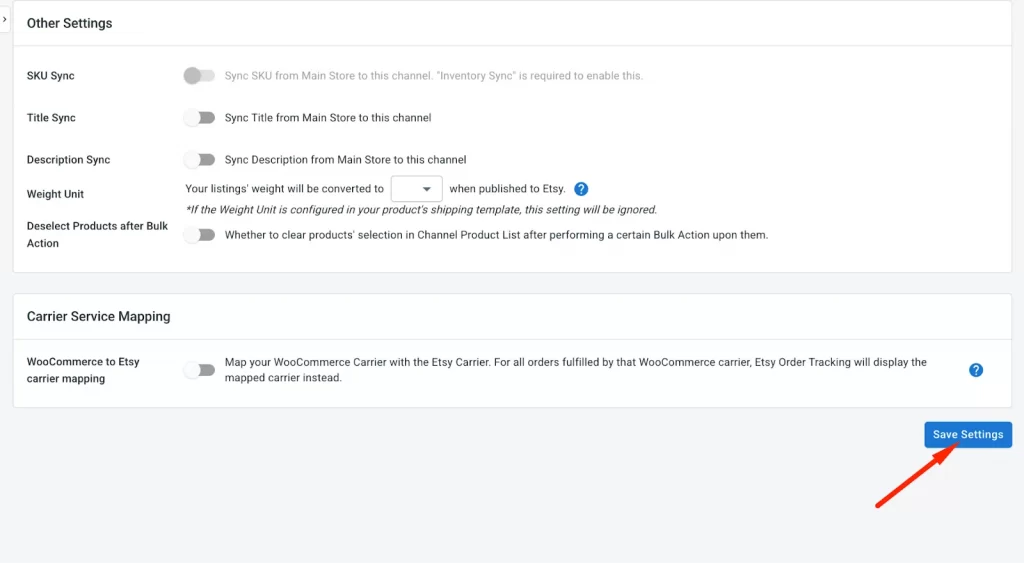How to integrate WooCommerce to Etsy30 other settings synchronization options on LitCommerce