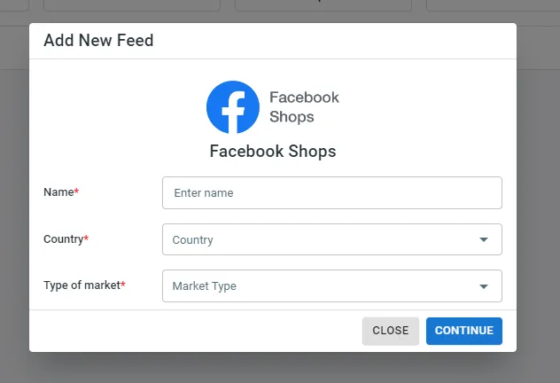 Fill in Facebook feed information 