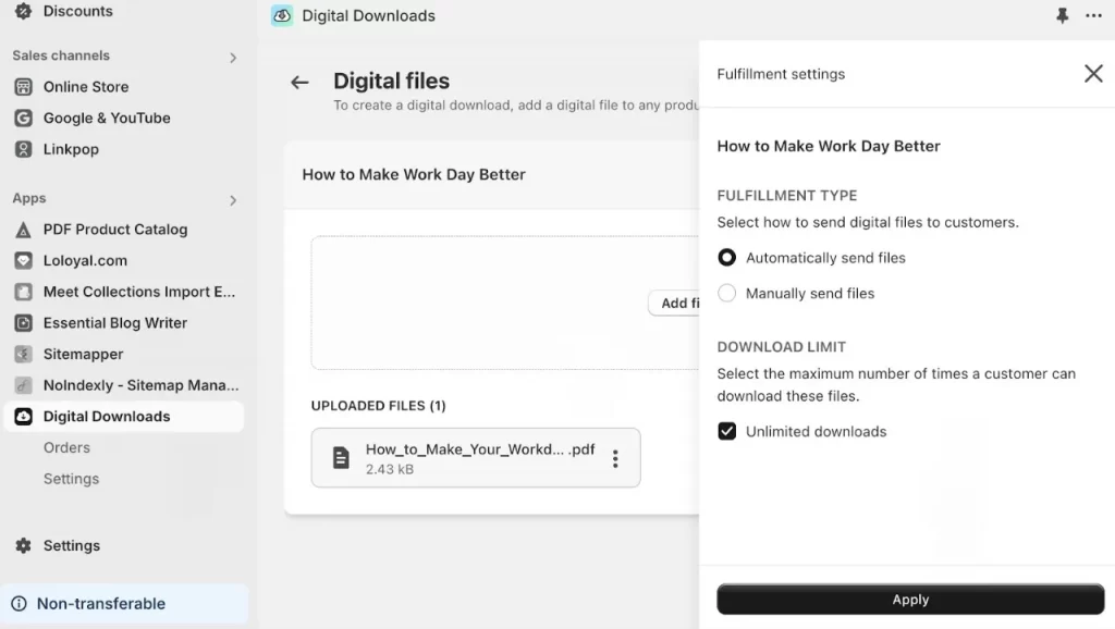 Fulfillment setting 