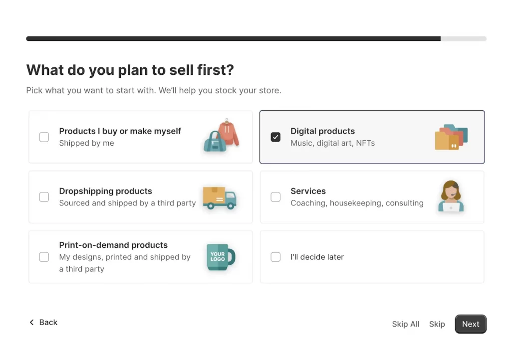 Provide types of products