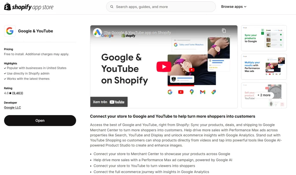 Google & Youtube - Shopify app