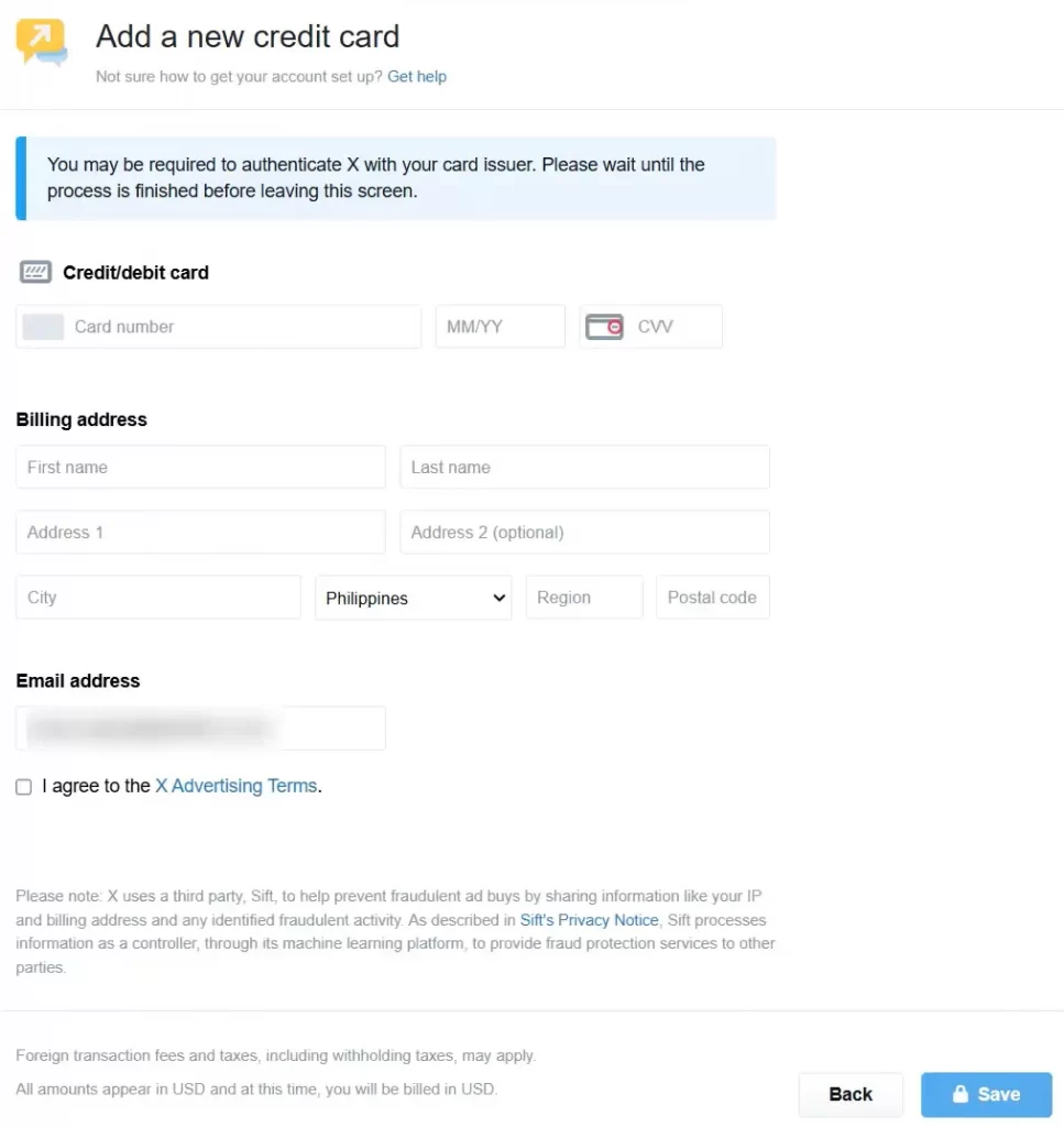 add new credit cards for payment method