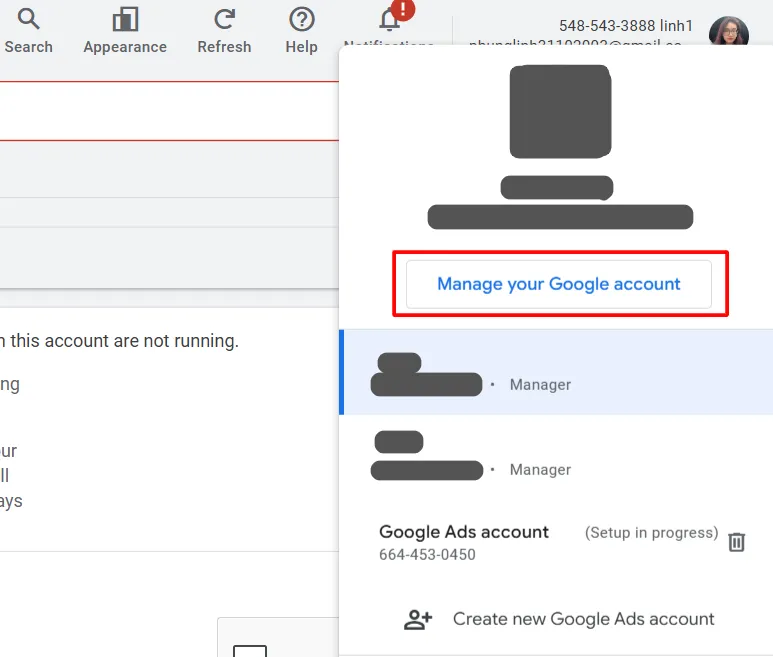 manage your google account