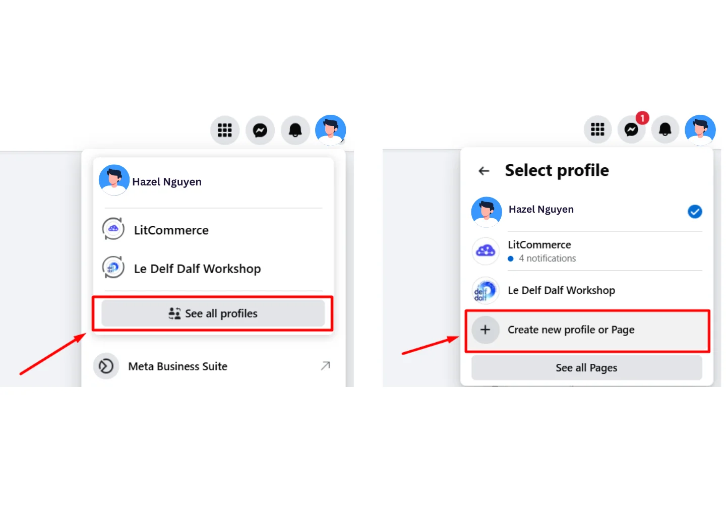 Create new profile or Page on Facebook