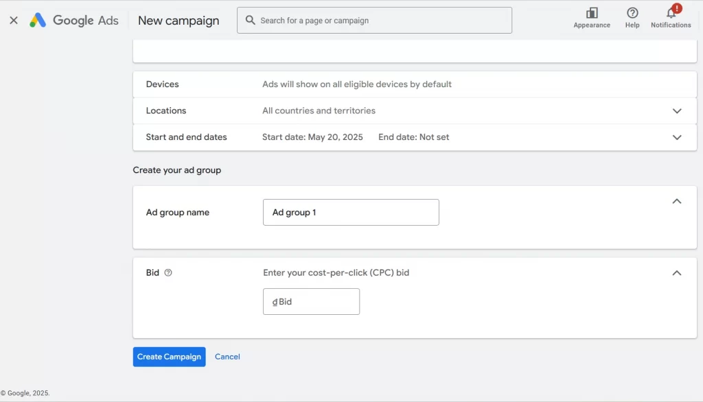 Create an ad group