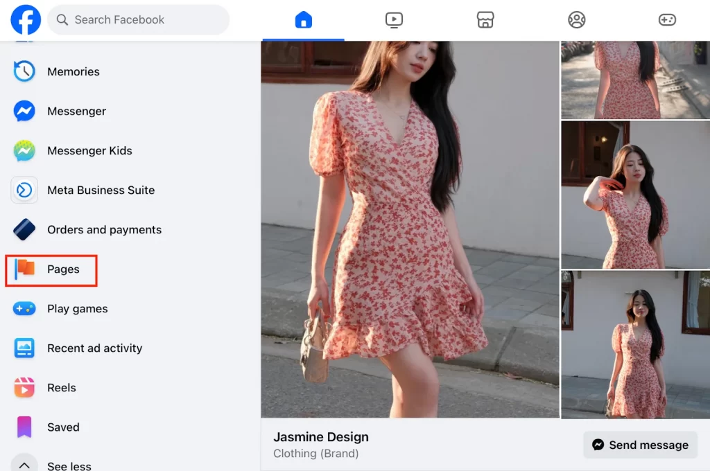 The Pages section on facebook