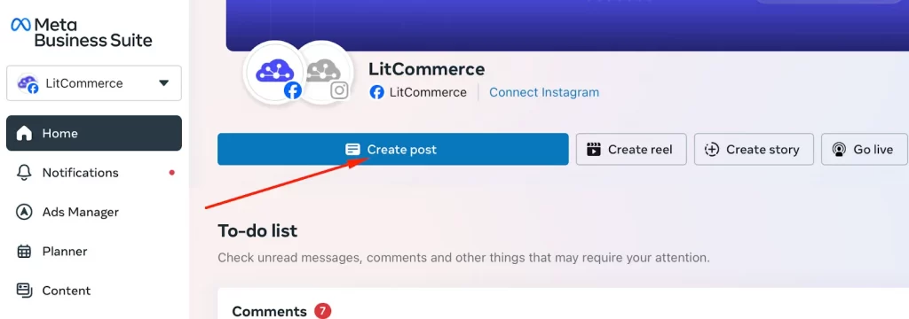 Click on create post