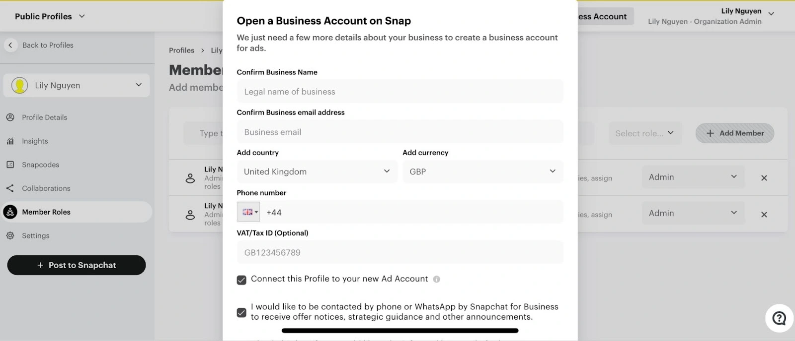 Click on Create a Business