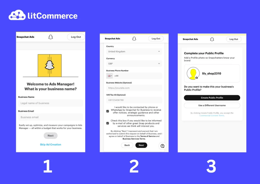 Create a Snapchat ads account 