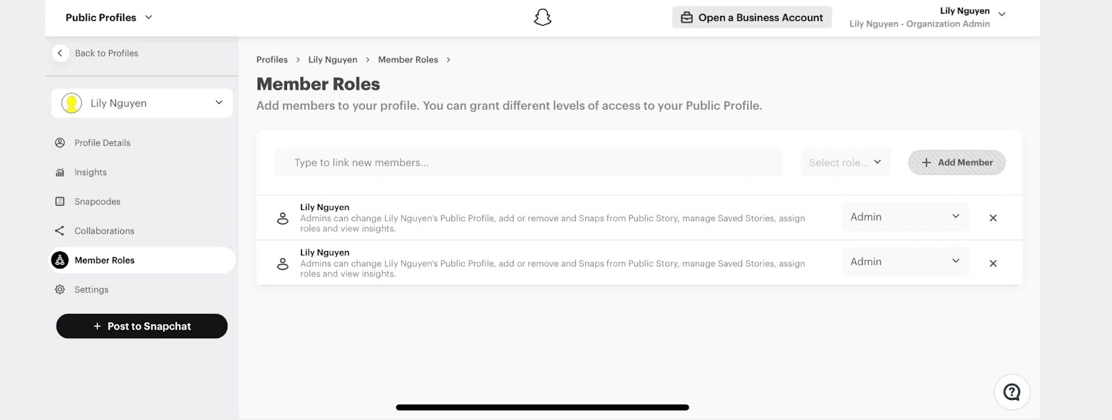 Open a Business Account on the top right corner. 