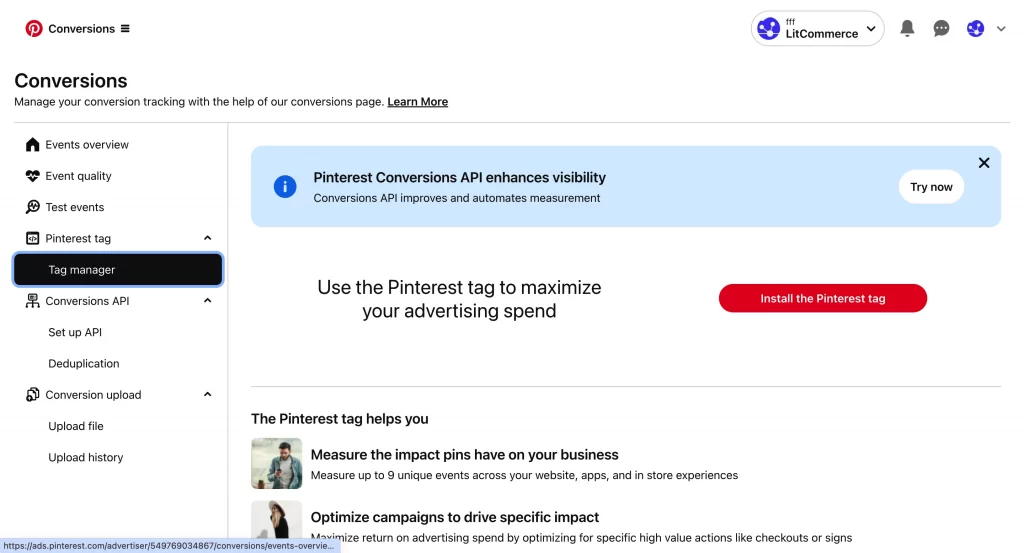 Install Pinterest Tag