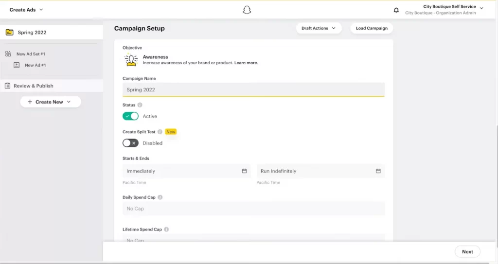 how to set up snapchat ads