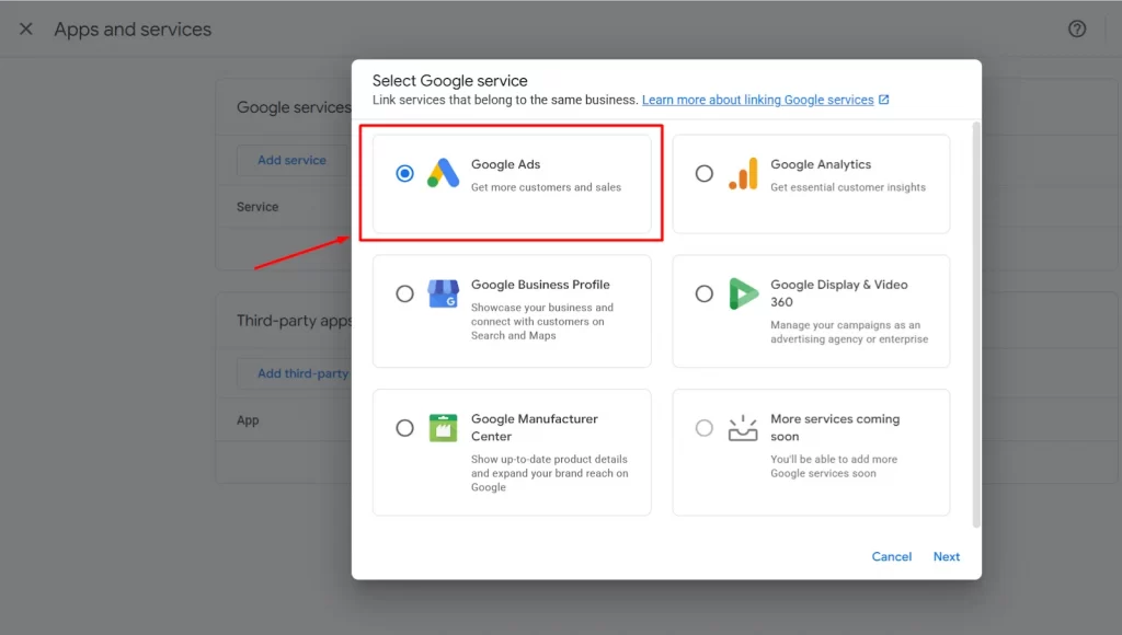 Choose Google Ads