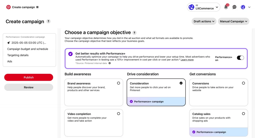 pinterest campaign objectives