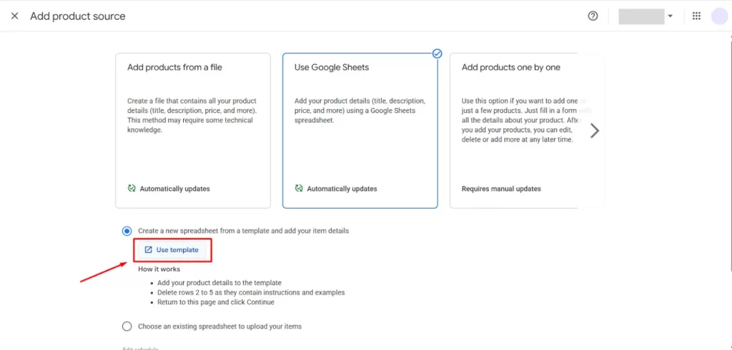 Choose Use Google Sheets