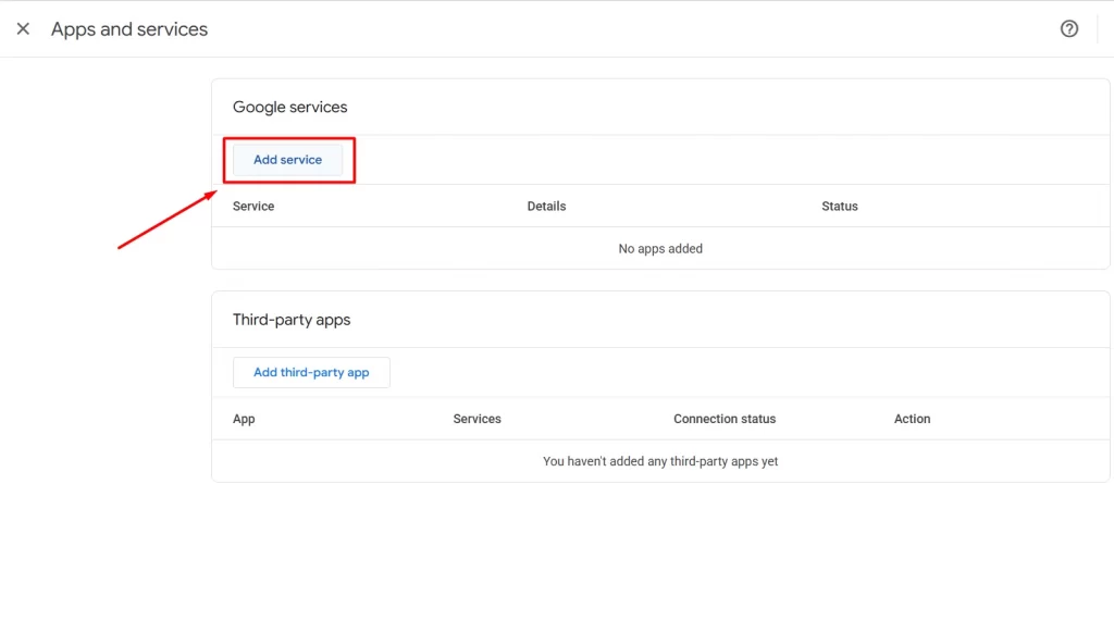 Click Add service to link Google Merchant Center to Google Ads