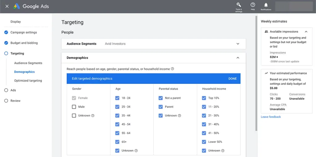 google ads audience targeting