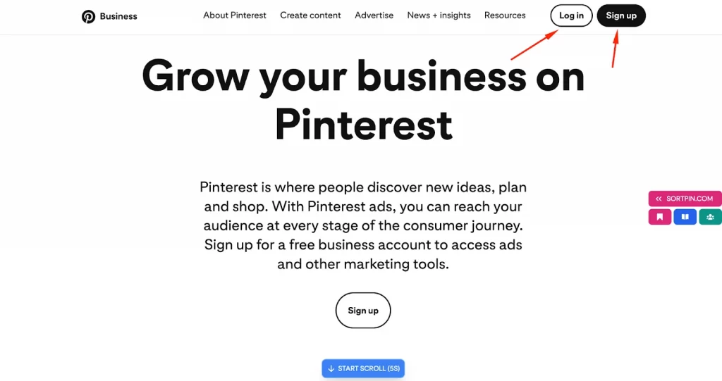 Pinterest business website